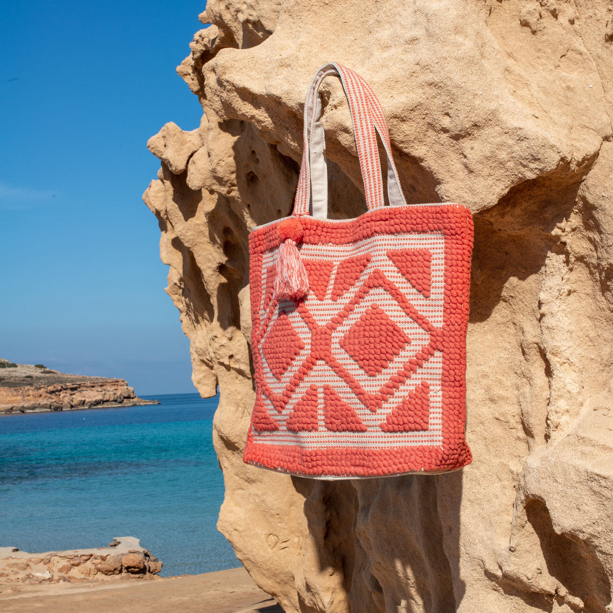 Ibiza strandtas koraal, close-up van het patroon