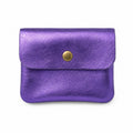 Leren portemonnee metallic paars, vooraanzicht