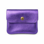 Leren portemonnee metallic paars, vooraanzicht