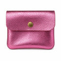 Leather purse metallic pink, front view