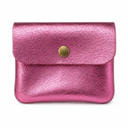Leather purse metallic pink, front view