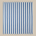 Luxe XXL hamamdoek blauw gestreept 240x210 cm, bovenaanzicht van de strepen