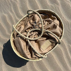 Straw beach bag with sequins pink, red and white, inside with lining and drawstring