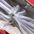 Rattan beach bag with sequins silver, inside with white lining and drawstring