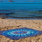 XXL beach towel Blue Paradise 235x220 cm, on the sand by the sea
