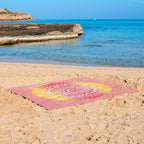 XXL beach towel Yellow Orange Ombre 235x220 cm, spread out on the beach