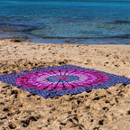XXL strandlaken Purple Paradise 235x220 cm, op het zand bij zee