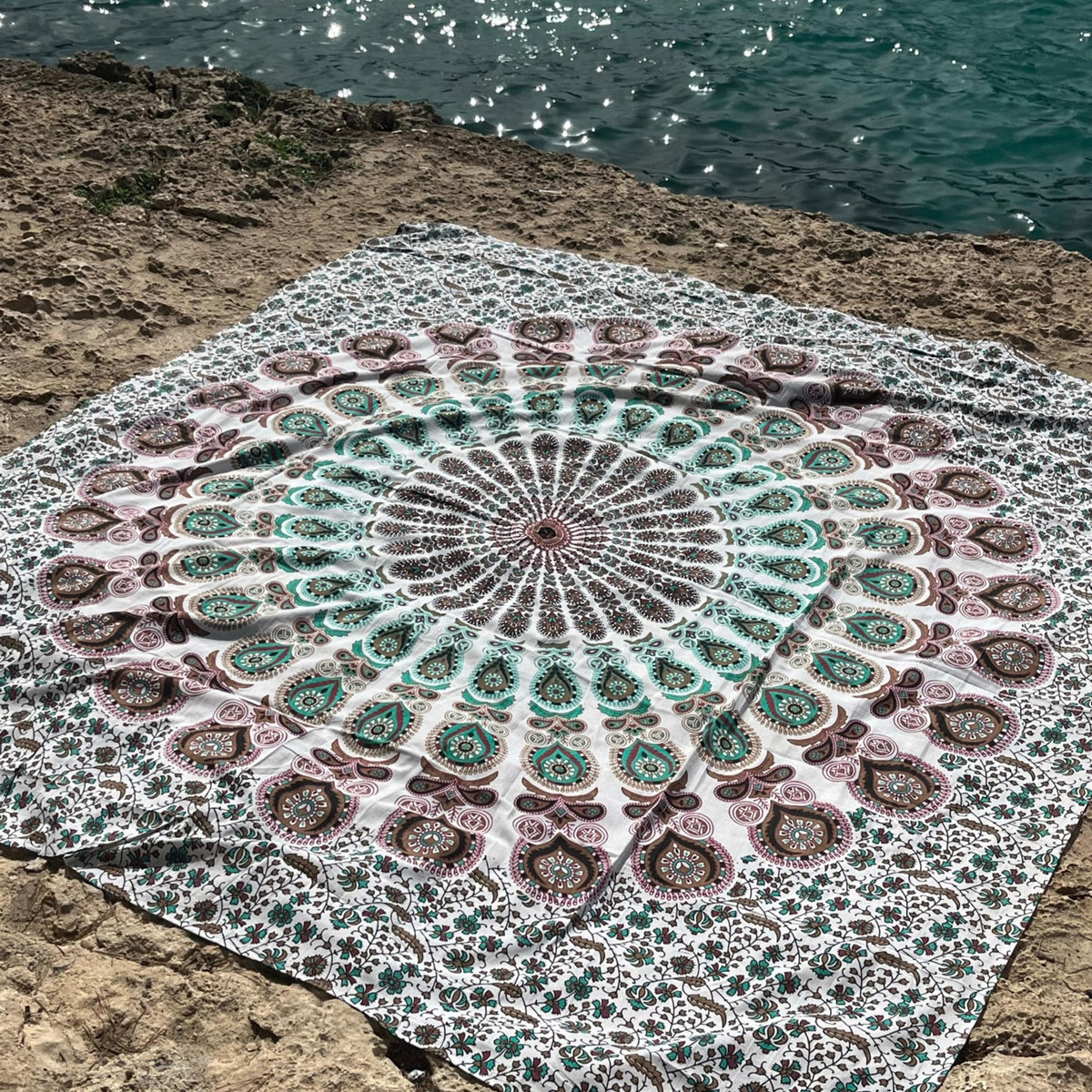 XXL strandlaken Seashell 235x220 cm, volledige print van bovenaf